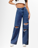 VANS RIPPED HIGH WAISTED WIDE LEG DENIM JEANS