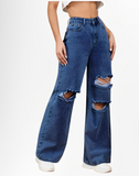 VANS RIPPED HIGH WAISTED WIDE LEG DENIM JEANS