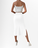 ZAHRA HIGH WAIST SPLIT THIGH MIDI SKIR