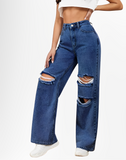 VANS RIPPED HIGH WAISTED WIDE LEG DENIM JEANS