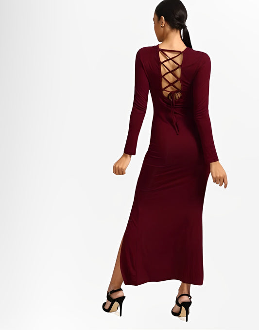 Full Sleeves Long Dress With Side Slit