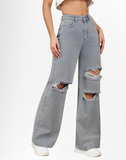 VANS RIPPED HIGH WAISTED WIDE LEG DENIM JEANS