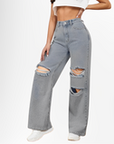 VANS RIPPED HIGH WAISTED WIDE LEG DENIM JEANS