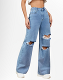 VANS RIPPED HIGH WAISTED WIDE LEG DENIM JEANS