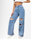 VANS RIPPED HIGH WAISTED WIDE LEG DENIM JEANS